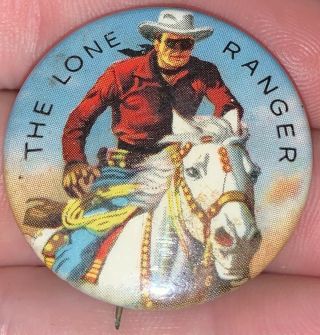 Vintage 1950s The Lone Ranger 1 1/4” Pinback Button Cowboy Western Pin