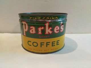 VINTAGE KEYWIND COFFEE TIN CAN PARKE ' S 1LB 3