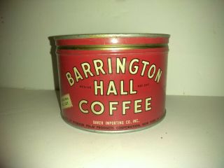 Vintage Keywind Coffee Tin Can Barrington Hall