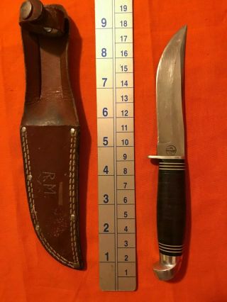 Vintage Western Field Fixed Blade Hunting Knife & Sheath Usa