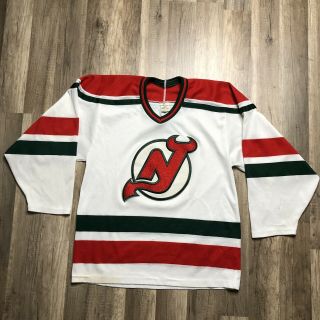Rare Vintage Jersey Devils Ccm Red Green Nhl Hockey Jersey Mens Small