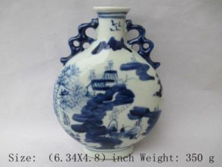 The Ancient Chinese Blue And White Porcelain Vase.  Jiangnan Scenery Z484