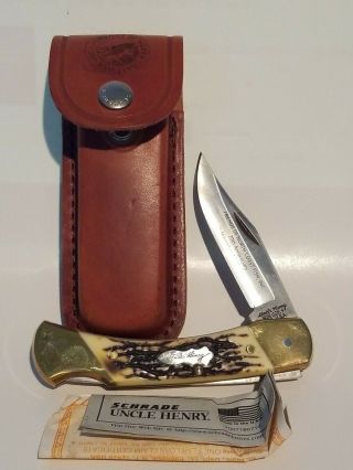 Schrade Uncle Henry Stag Handle Folding Knife 1999 Anniversary Edition W/sheath