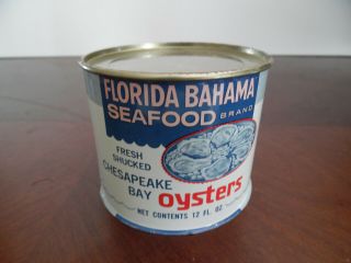 Vintage Florida Bahamas Seafood Chesapeake Bay Oyster Tin Can 12 Oz