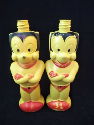 Vintage Terrytoons 1963 Mighty Mouse Cologate Plastic Soaky Bottle Set Of 2 2