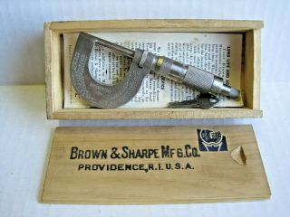 Vintage BROWN & SHARPE 10S RS Micrometer Caliper 0 - 1 