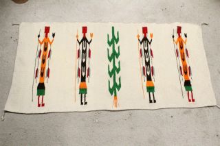 Vintage Navajo Rug Weaving For Yei Cornstalk Wall Hanging Rug