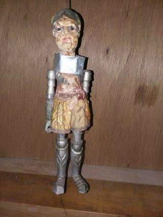 Great Vintage Wooden Knight Puppet Needing A Little Tlc