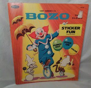 Vintage 1966 Bozo The Clown Whitman Sticker Fun Coloring Book