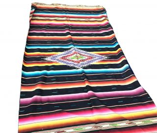 Vtg Indian Native American Aztec “themed”beautiful Blanket Canvas? Burlap? 90x48