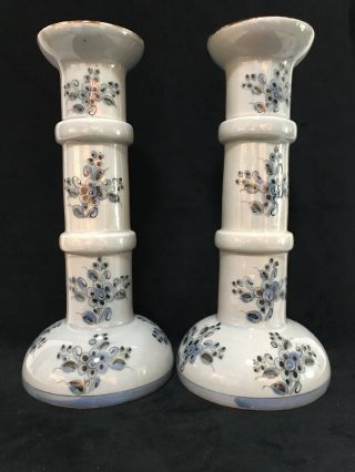 Vintage Ken Edwards Signed Tonala Mexican Pottery Large Candle Holders,  Pr.