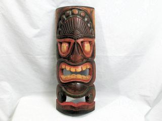 Vintage Hand Carved Wood Tiki Hawaiin Mask Wall Hanging 20 "