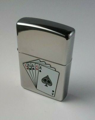 Zippo Full House Poker Hand,  High Polish Chrome Lighter