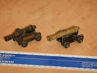 2 Vintage Penn Craft Brass And Cast Iron Miniature Cannons,  3 Inches