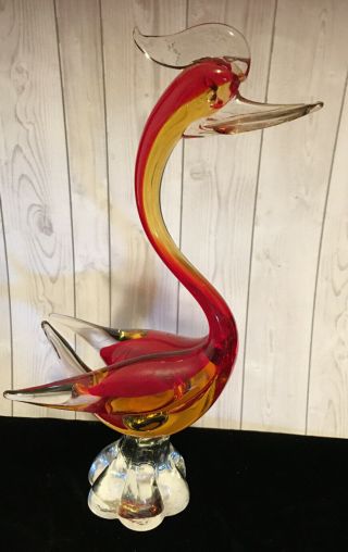 Large Vintage Murano Art Glass Bird Figurine