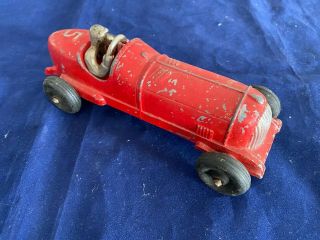 Vintage Hubley Kiddie Toy - 5 Race Car - Red - All - With Driver 3