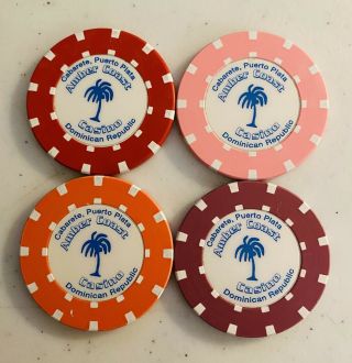 Amber Coast Casino,  4 Roulette Chips,  Puerto Plata Dominican Republic,  Caribbean