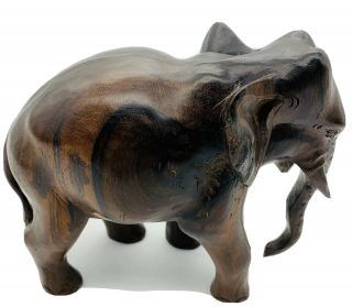 Vintage Handmade Hand Carved Exotic Wood Elephant Artist Signed Ka.