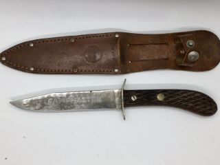 1933 - 1934 Remington - Dupont Rh - 6 Campmaster Hunter Knife,  Sheath,  Rosewood Handle