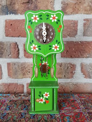 Vintage Black Forest Mini Grandfather Clock,  Fully Functional