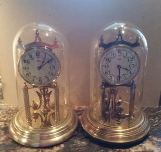 Vintage Two German Kundo Brass 400 Day Anniversary Clocks Made By Kieninger & Ob