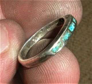 Vintage C.  1970 Navajo Sterling Silver Bell Trading Post Turquoise Ring Vafo