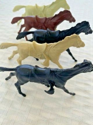 5 Vintage Marx Play Set Plastic Horses Fort Apache Cavalry