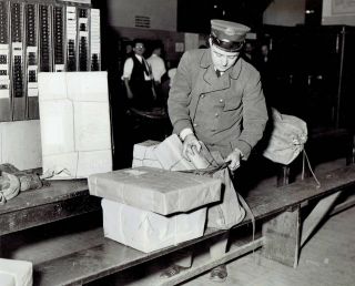 1934 Vintage Photo York City Grand Central Station Post Office Mail Carrier