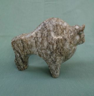 Vintage Bison Buffalo Fetish Hand Carved Stone Sculpture