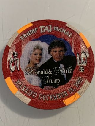 Trump Taj Mahal $5 Casino Chip Atlantic City Nj 3.  99