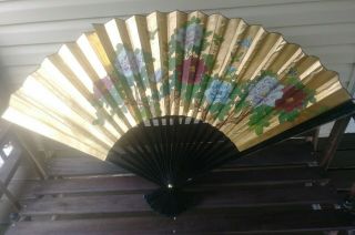 Vintage Classic Large 60 " Inch Hand - Painted Chinese Decorative Floral Wall Fan