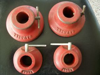 4 Vintage York Barbell Weight Collars For 1 " Barbell Heavy Duty