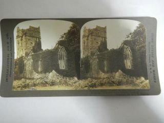 Stereoview Card Muckross Abbey Killarney Lake District Ireland Photo 1905 Wasson