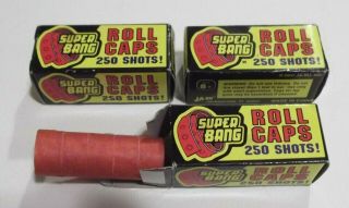 3 Boxes Vintage Bang Roll Rolled Caps Toys 750 Shots (250 Per Box)