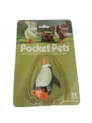 Vintage Tomy Pocket Pets 1978 Penguin 2543 Collectible Toy Old Stock