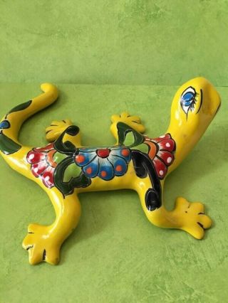 Mexican Talavera Pottery Lizard Gecko Colorful Handpainted Ceramic 8 "