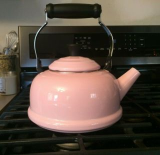 Attractive Pink 1.  7 Quart Le Creuset Tea Kettle Vintage Kitchenware Coffee