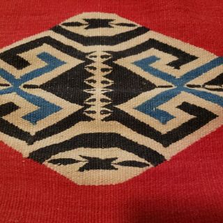 Vintage Navajo textile blanket wall hanging,  rug,  red diamond 20 x 44 