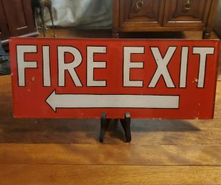 Vintage Reverse Painted Fire Exit Glass Sign 15 X 6 Extremely Great Item