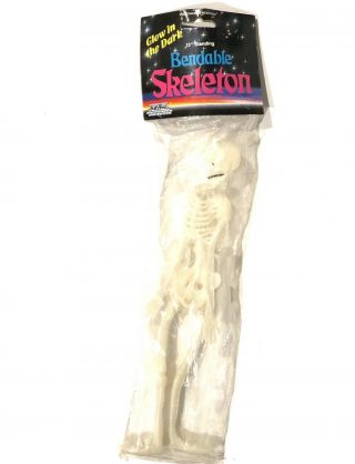 12” Vtg Bendable Rubber Bendy Skeleton Halloween Glow In The Dark Figure Rare