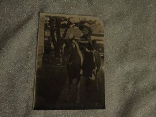 Young Boy Western Cowboy Hat Chaps Rides Horse Pinto Pony Old Photo