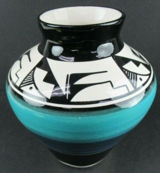 Ute Mountain Indian Pottery Signed L.  Watts E - 4 High Glaze Pot Appox.  8 " Tall