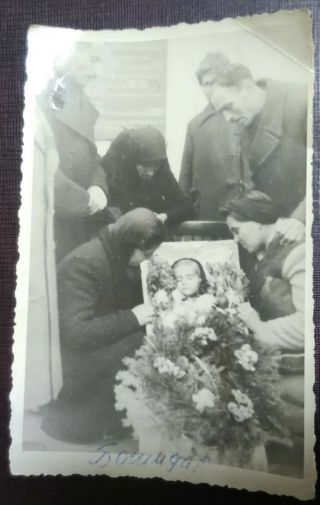 Post Mortem Little Boy Open Coffin Casket Vintage Real Photo 1930 