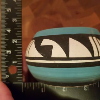 Vtg Ute Mountain Pottery Signed Maxine Taik Native American Pot Bowl turquoise 3