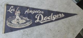 Early Los Angeles Dodgers Pennant - L A Coliseum - Full Size - Vintage