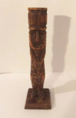 Vintage 10 Inch Hawaiian Wooden Totem Pole