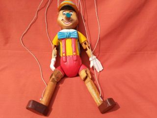 Vintage Large Hand - Carved Painted Jointed Wood Pinocchio Marionette 15.  5 