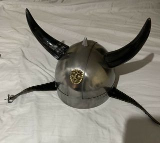 Viking Helmet With Horns,  Made Of Steel,  Larp/ren Fest Or Just To Be Awesome
