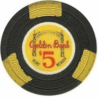 Golden Bank Club Casino Reno Nv $5 Chip 1955