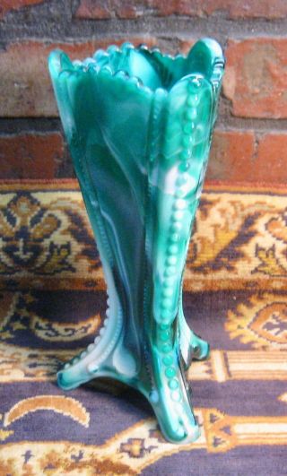 Vintage Imperial Glass Green Jade Slag Vase Rare